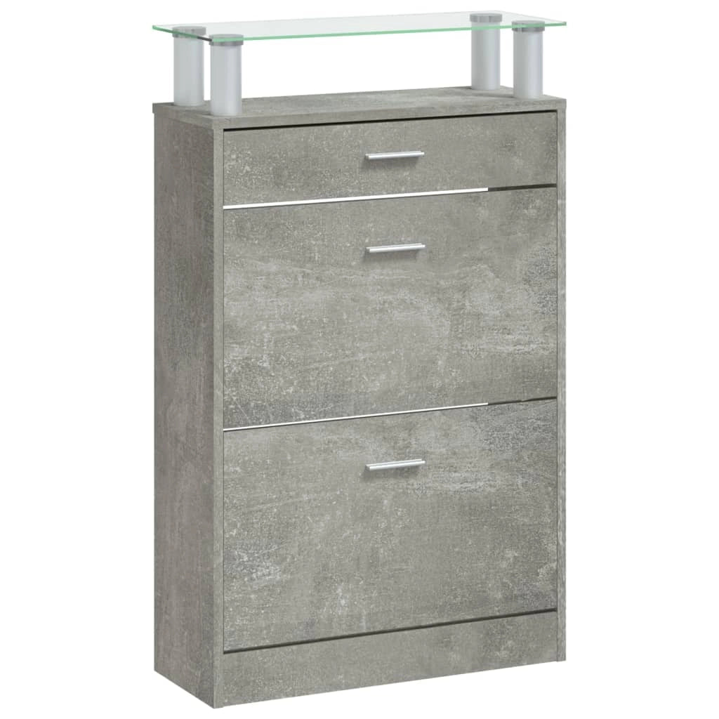 Scarpiera mobiletto portascarpe mobile per ingresso/corridoio/soggiorno 63 x 24 x 104 cm legno ingegnerizzato grigio 02_0021841