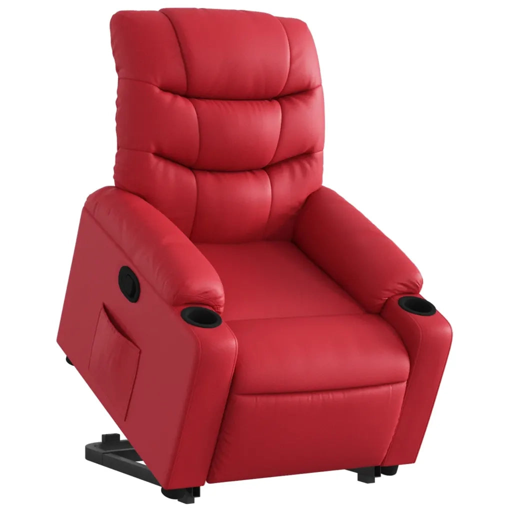 Poltrona Alzapersona Reclinabile Rosso in Similpelle 3206604