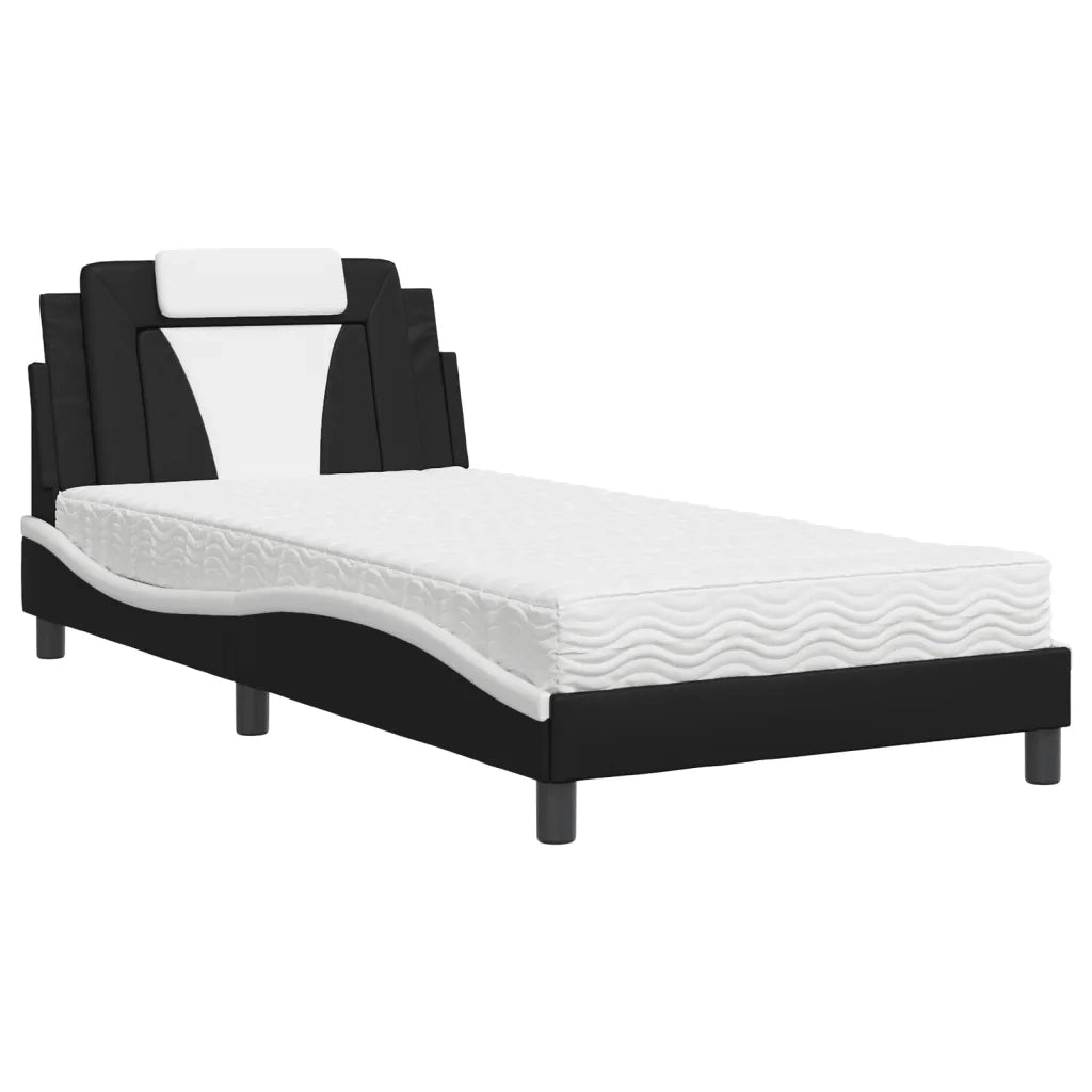 Letto Viana con Materasso Nero e Bianco 100x200 cm in Similpelle 3208780