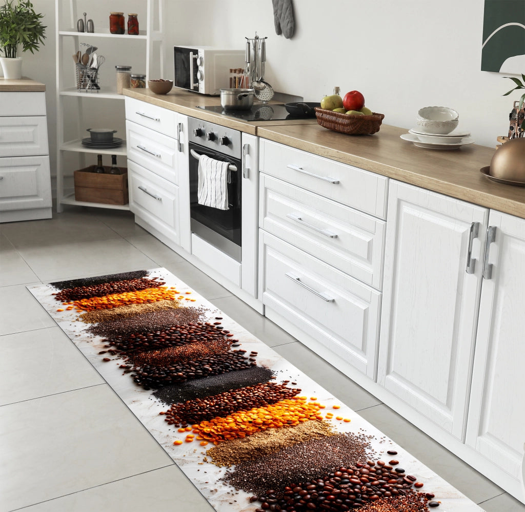 Tappeto Cucina Antiscivolo Made in Italy Passatoia Antimacchia Multiuso Corridoio Soggiorno Lavabile in Lavatrice - 50x400 - Multi Chicchi