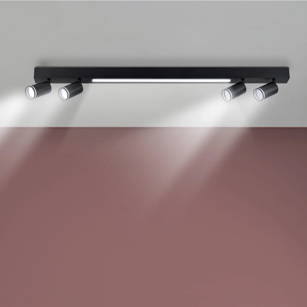Faretto soffitto 4 luci nero barra LED 24W GU10 PARIS Polux
