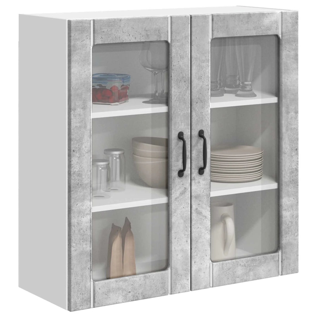 Pensile da cucina | Mobile in vetro da parete LUCCA Grigio Cemento 80 x 31 x 80 cm