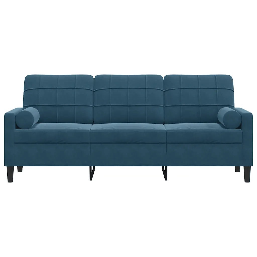 vidaXL Divano a 3 Posti con Cuscini Blu 180 cm in Velluto