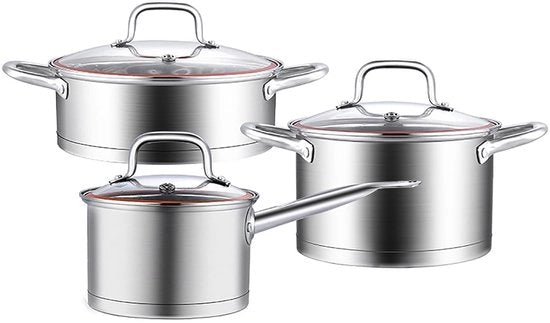 Set di pentola in acciaio inossidabile - 6 pezzi per cucina Adatto per induzione