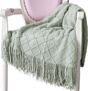 Piumone di casa morbidi a maglia - 1 pezzo - verde chiaro - lana - 125 x 210 cm