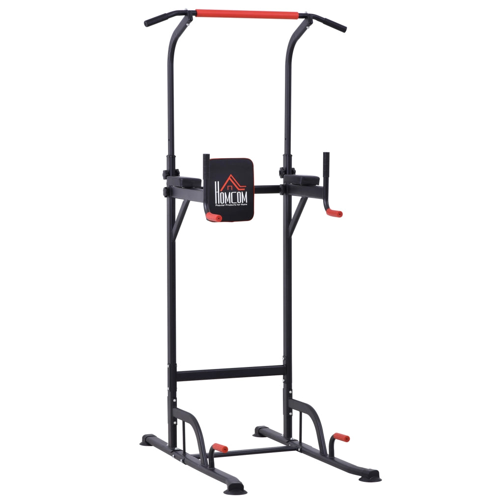 EasyComfort Barra per Trazioni Power Tower Stazione Fitness Multifunzione Regolabile 189-239cm in Acciaio Nero Rosso