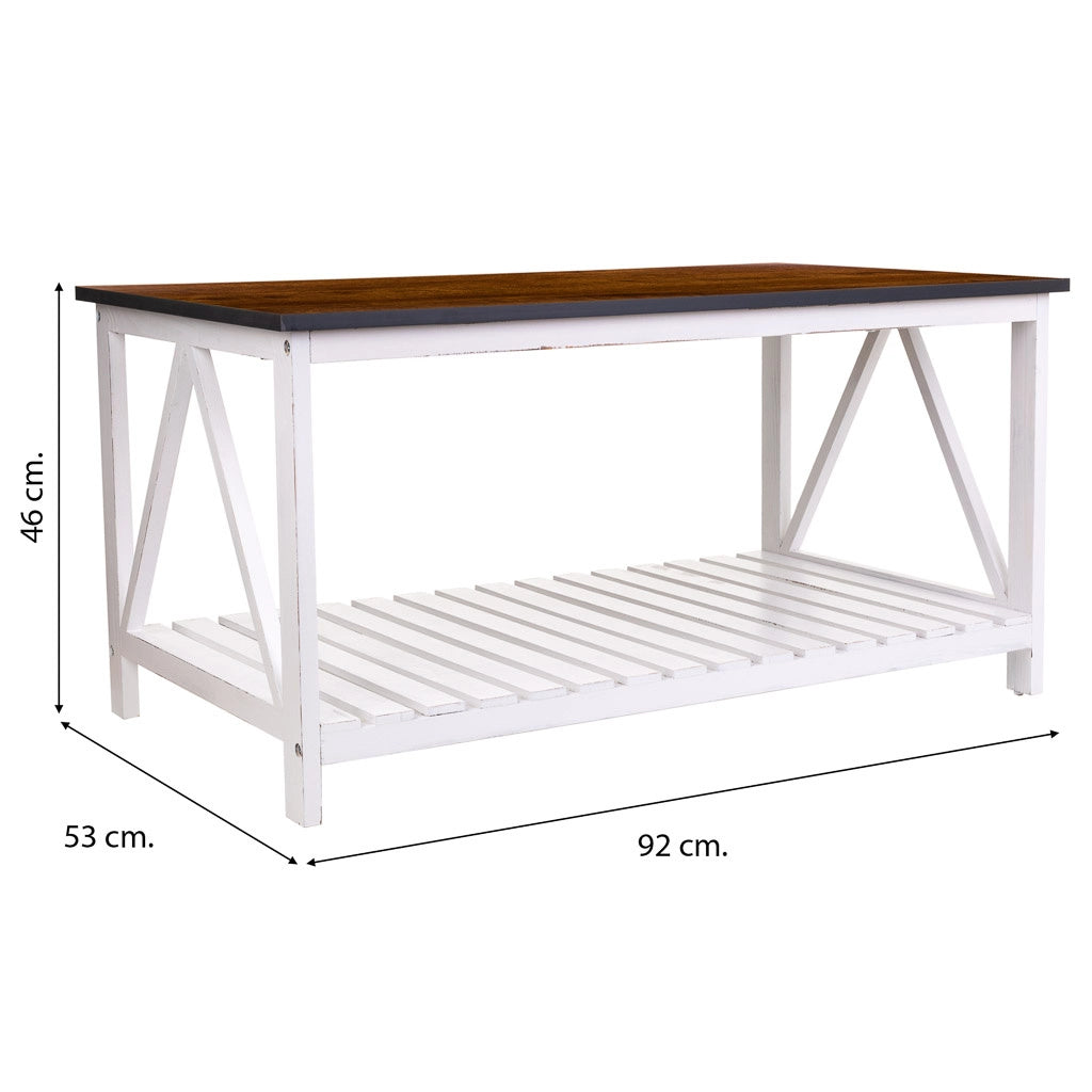 Tavolino in legno bianco 92x53x46h