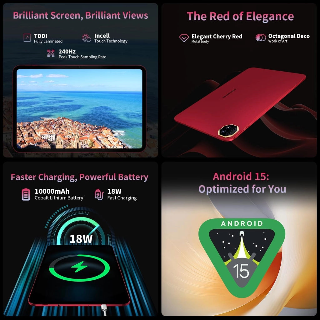 T65PLUS Helio G99 Tablet 13.4 Pollici, 2.2GHz Octa-Core 120Hz Tablet Android 15, 20GB RAM+256GB ROM(TF 8TB), Doppio SIM 4G LTE + 5G WiFi, 10000mAh/18W, Gemini AI/Widevine L1/GPS/13MP/OTG, 2026