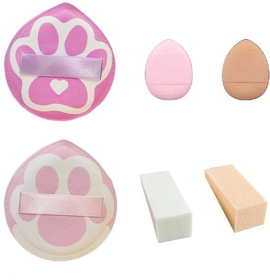 Set di pennelli a polvere per trucco - 2 pezzi - Pennello a polvere morbido - Pads a forma di T - Pads per dita - Design unico - Pennello per trucco