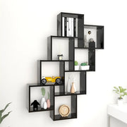 Mensola Parete a Cubo Nera 90x15x119 cm in Legno Multistrato 807179