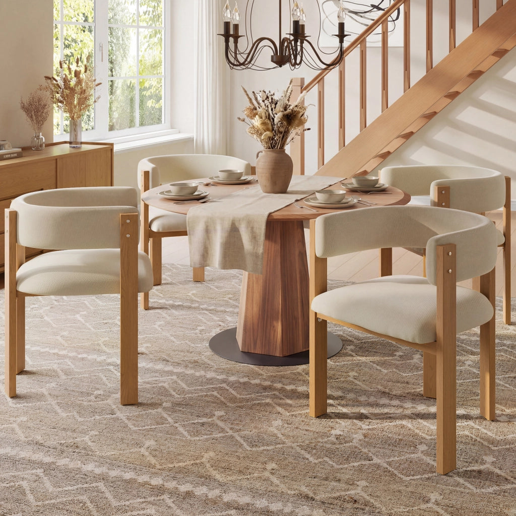 Sedia da Pranzo Imbottita con Gambe in Metallo ¨C Xylo ¨C Set 4 Pezzi, Tessuto Grigio