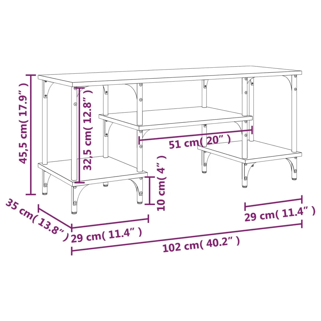 Mobile Porta TV Rovere Sonoma 102x35x45,5 cm Legno Multistrato 826331