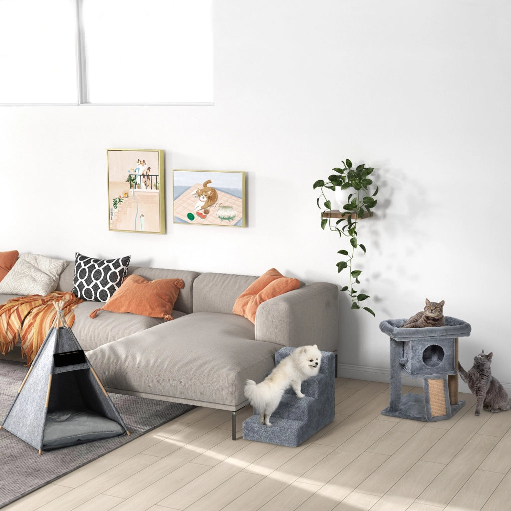 Casetta per Gatti e Cani con Cuscino Morbido ¨C zephmum ¨C Grigio 58x58x80 cm