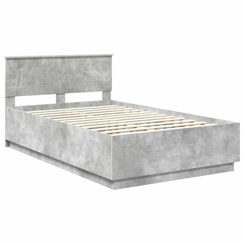 Struttura del letto con testiera Grigio cemento 135 x 190 cm