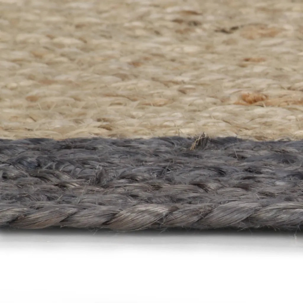 Tappeto Lavorato a Mano in Juta con Bordo Grigio Scuro 150 cm 133679