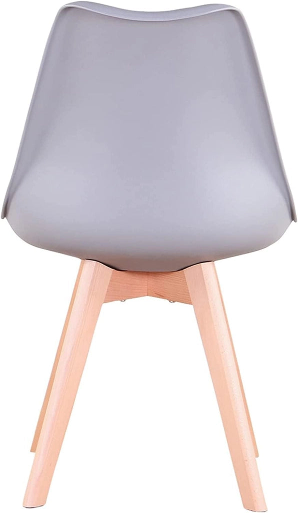 GrandCA HOME Set di 4 Sedie da Pranzo con Gamba in Faggio Massello, Design Retrò, Sedia Imbottita, Sedia da Cucina, in Legno,Grigio