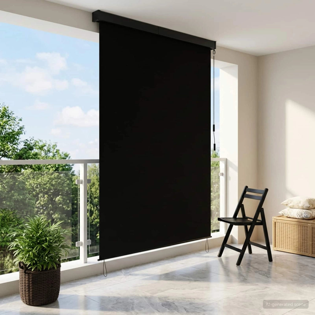 Tenda a rullo Nero 60 x 250 cm Tessuto e Alluminio 42037167