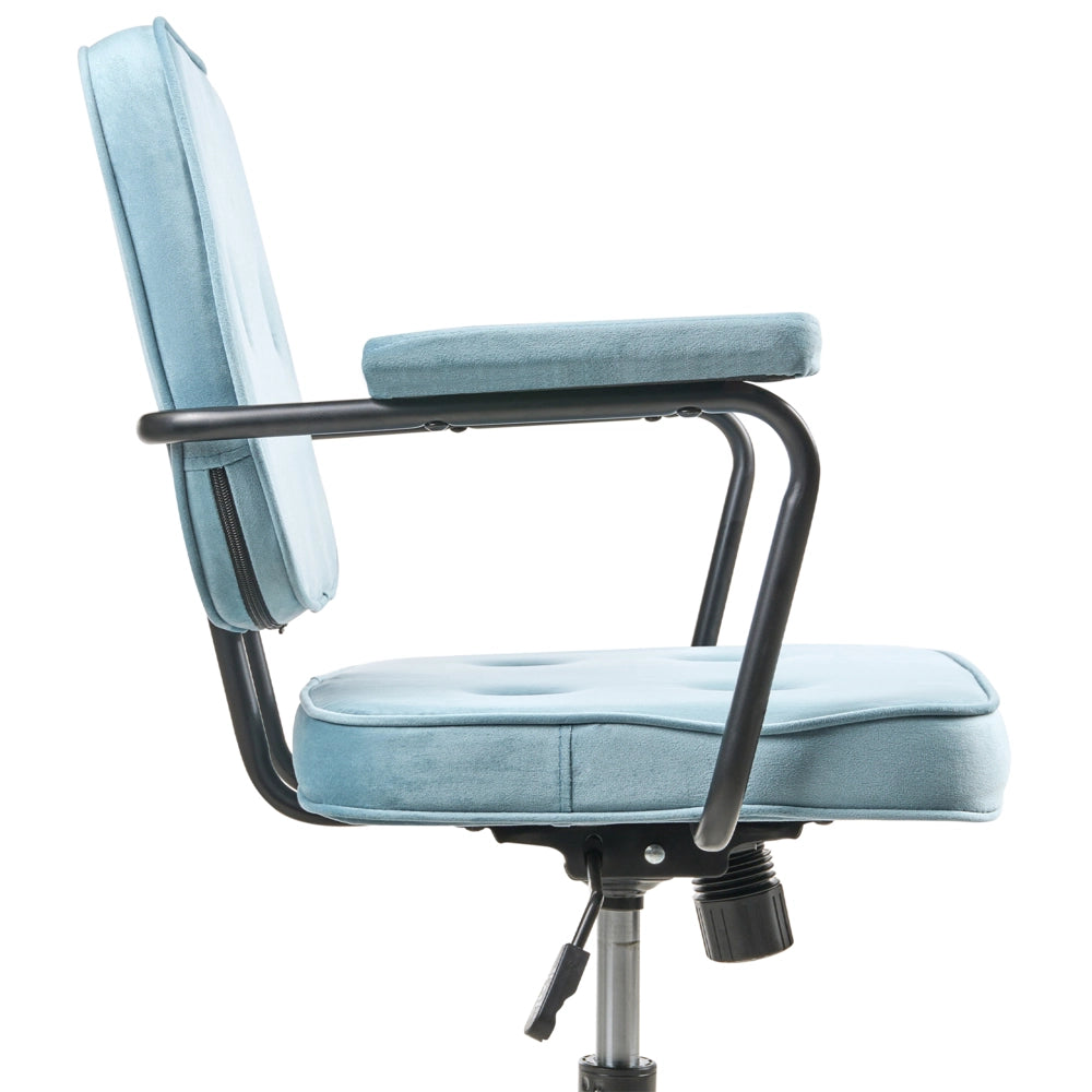 Sedia da ufficio in velluto azzurro girevole con altezza regolabile e freno di sicurezza ufficio di casa studio