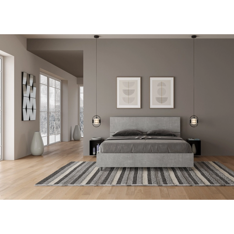 Letto Matrimoniale 160x200 cm testata inclinata Demas - Senza rete,Grigio