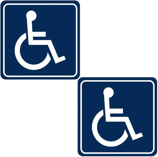 Etichette autoadesive per disabili - 2 pezzi - PVC autoadesivi - Blu - 15x15cm - Facili da applicare - Etichette per sedili a rotelle