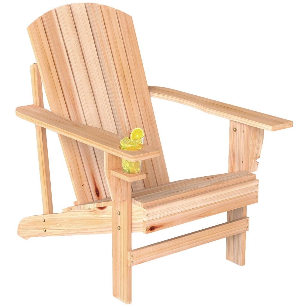 Poltrona da giardino Adirondack con portabicchieri ¨C zephmum ¨C legno massello 72x95x93 cm