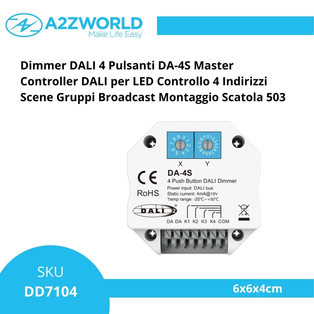 Dimmer DALI 4 Pulsanti DA-4S Master Controller DALI per LED Controllo 4 Indirizzi Scene Gruppi Broadcast Montaggio Scatola 503