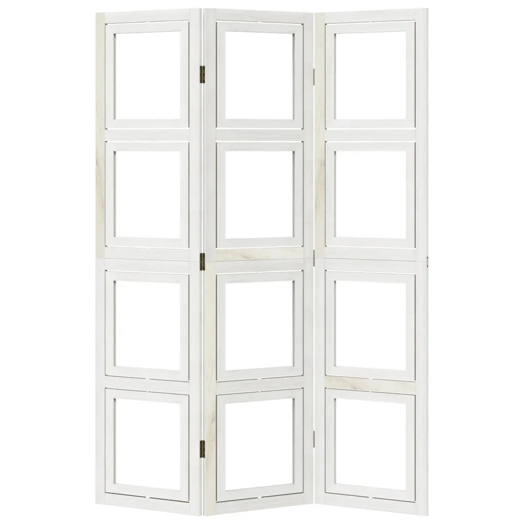 Divisorio Ambienti 3Pannelli Bianco Legno Massello di Paulownia 358685