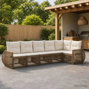 Set Divano da Giardino 6 pz Beige e Bianco Crema polyrattan 3435423