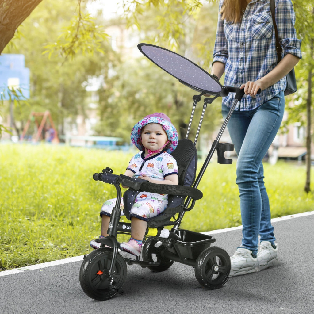 Triciclo per Bambini Pieghevole con Cestino ¨C zephmum ¨C Blu e Nero 105x47x98 cm