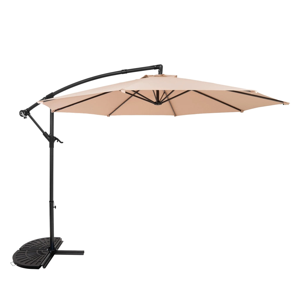 Ombrellone Decentrato 3m Beige Banana con Base 2 Pesi 28kg