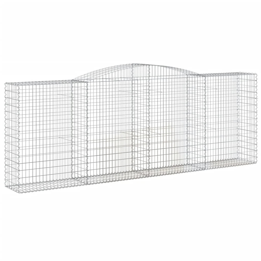 Cesto gabbione recinzione a gabbia muro di contenimento ad arco 400 x 50 x 140/160 cm ferro zincato argento 02_0040089