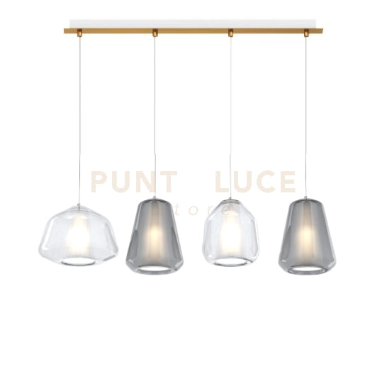 SOSPENSIONE OTTONE SAT. 4 LUCI RETTANGOLARE (ALPHA TR) (BETA TR) (GAMMA 2X FU) 1176OS-S4 R ABG-TF