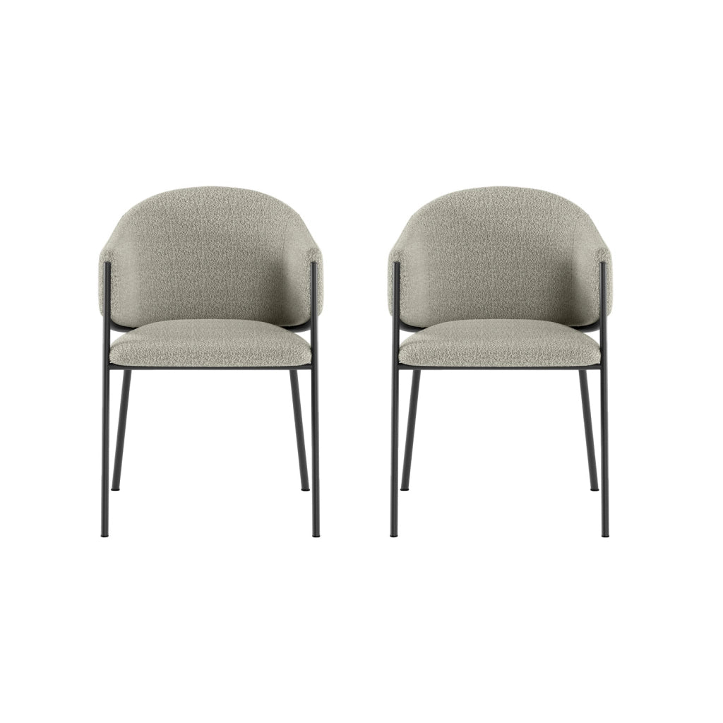 Set 2 Sedie Medea 53x60x78 cm in Tessuto Easy-Clean Bouclé Grigio Chiaro