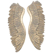 Decorazione da parete ali in metallo dorato 53x6x119 cm