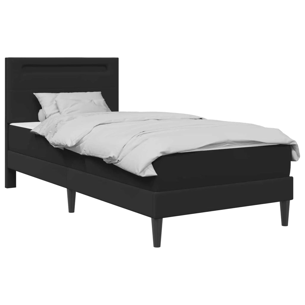 Struttura del letto con strisce LED Nero 90 x 190 cm Similpelle
