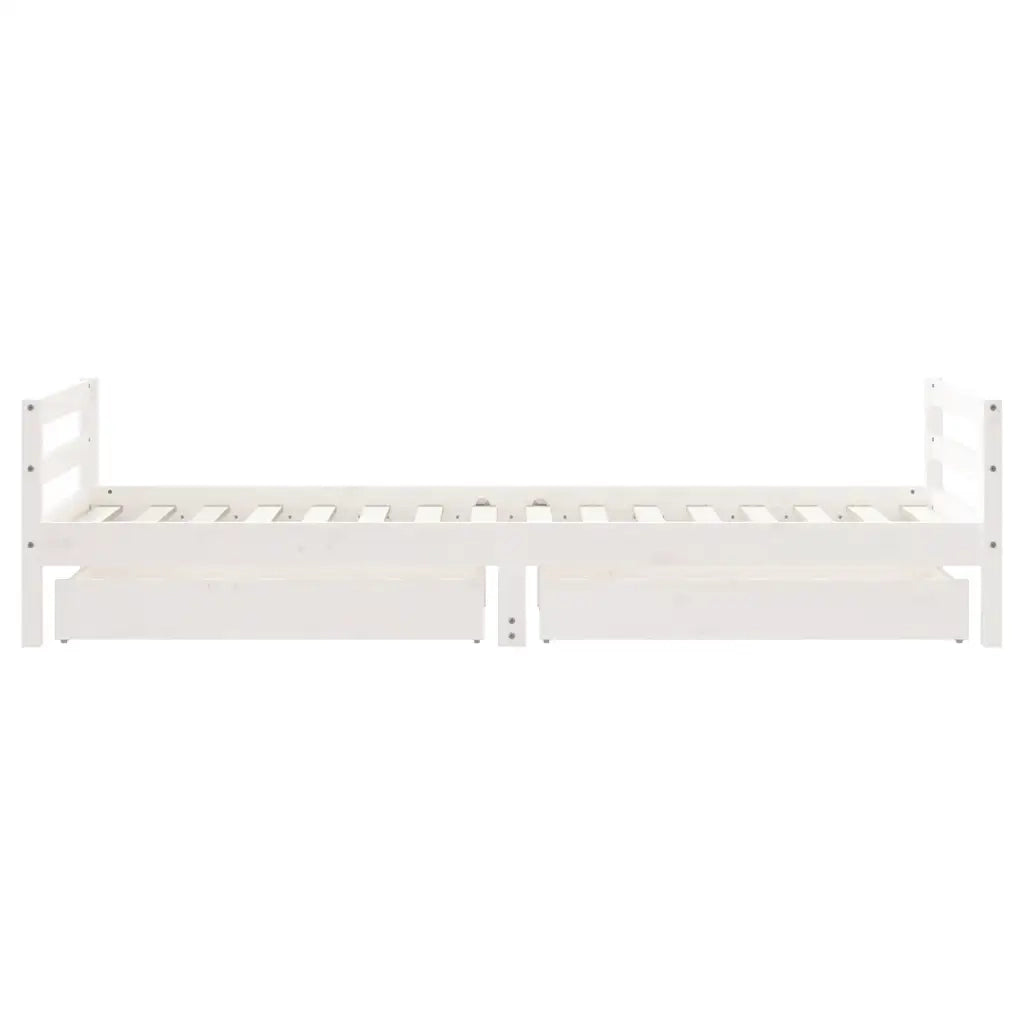 Giroletto Bambini con Cassetti Bianco 80x200cm Massello di Pino 834436