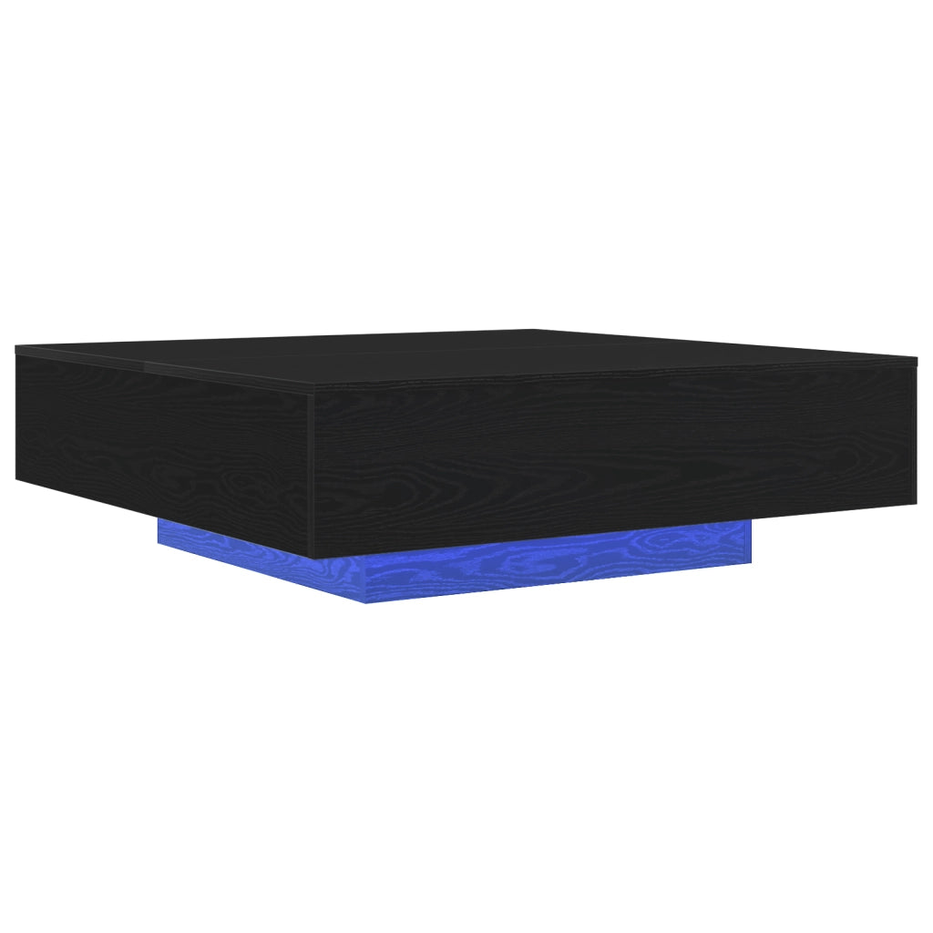 Tavolino da caffÃ¨  con luci LED Rovere Nero 100x100x31 cm