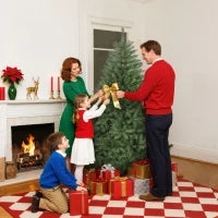 Albero di Natale Artificiale da 180 cm con Rami a Cerniera e Base in Metallo Pieghevole, Verde