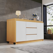 Scrivania pieghevole 120x50x76.5 cm girevole a 360°; con ruote frenanti in truciolare naturale e bianco
