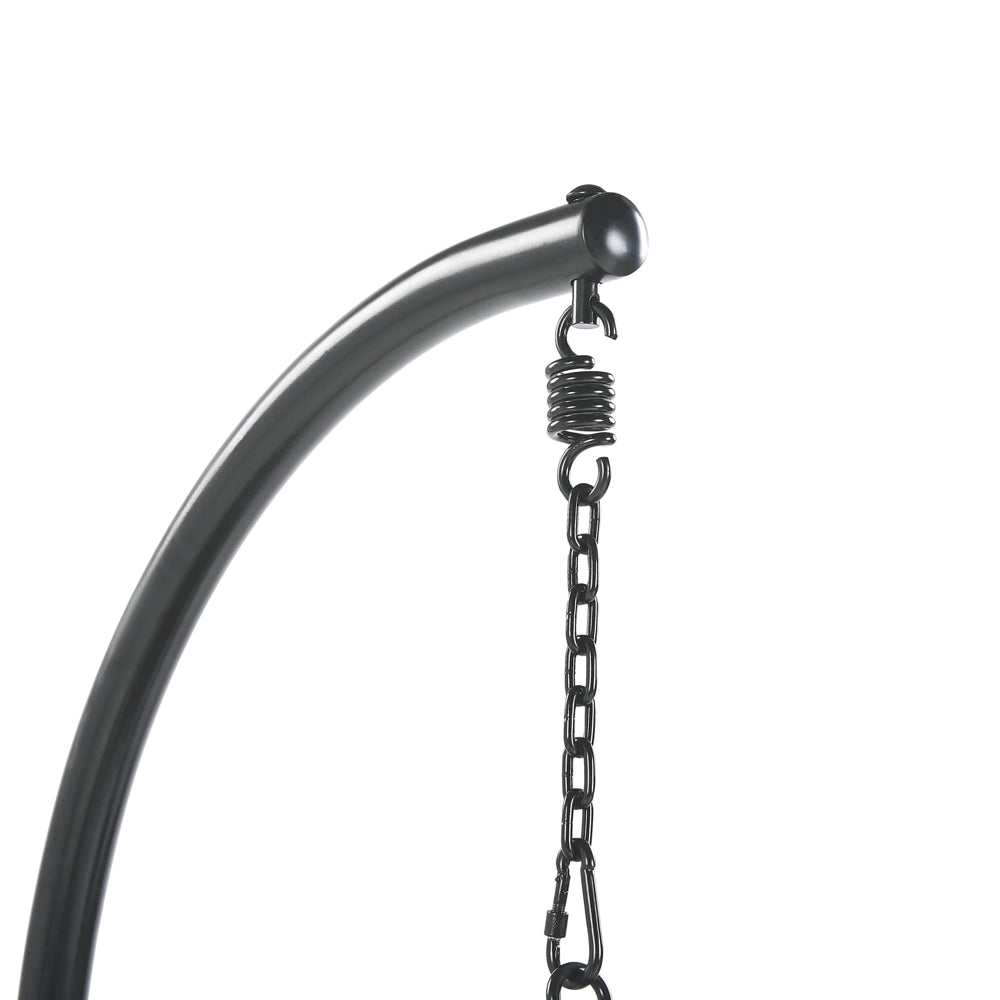 Poltrona Sospesa con Cesta in Corda di Poliestere Beige per Interno ed Esterno Boho