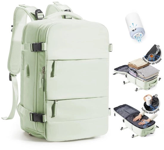 Borsa a vuoto per viaggiatore donna, zaino a vuoto con sistema di vuoto per viaggi, borsa da viaggio con compressore impermeabile per uomini
