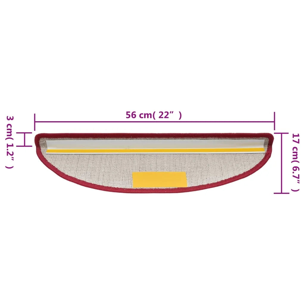 Tappetini per scale 10 pz 56x17x3 cm Rossi semicircolari 149745