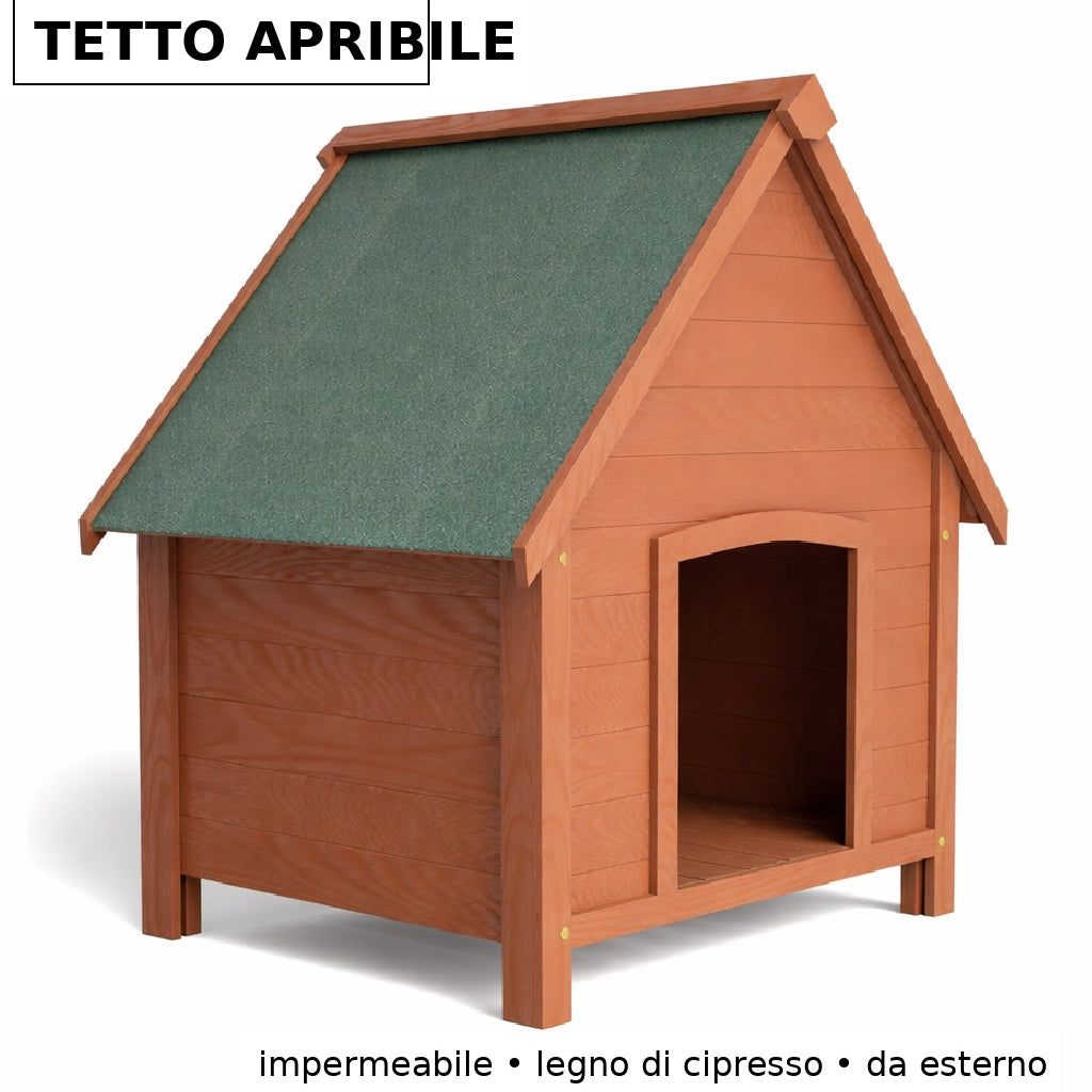 Cuccia per Cani in Legno da Esterno Tetto Apribile Impermeabile 71x62.5x85cm
