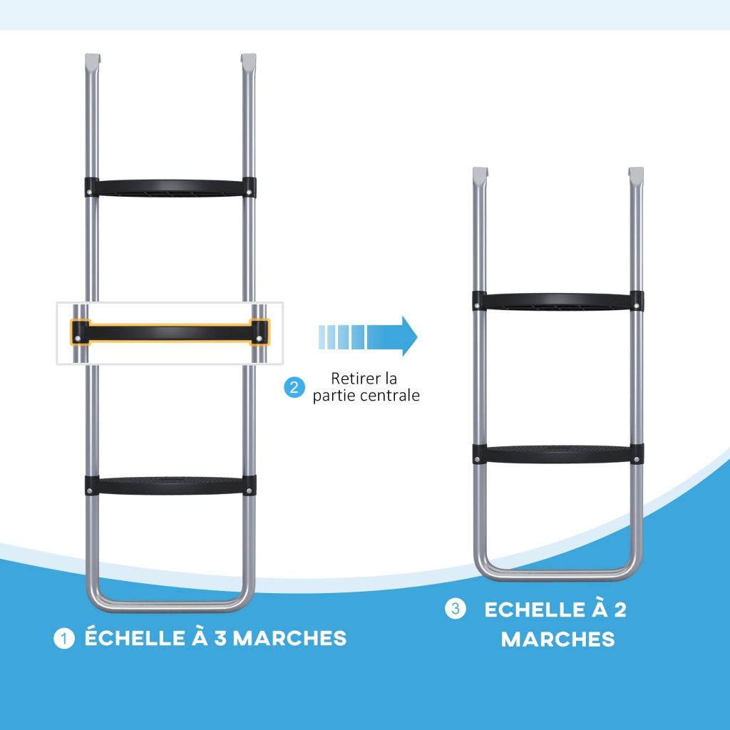 Scala per Trampolino 3 Gradini Larghi ¨C Xylo ¨C 120kg 110x32cm Argento