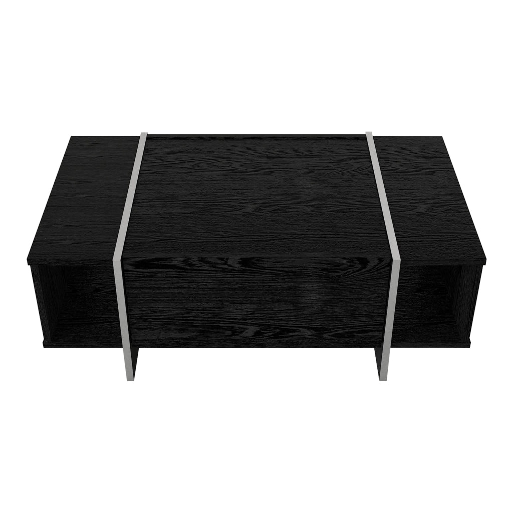 Tavolino Centrale da Salotto Tavak 104 x 60 x 38 cm - Nero / Argento [en.casa]