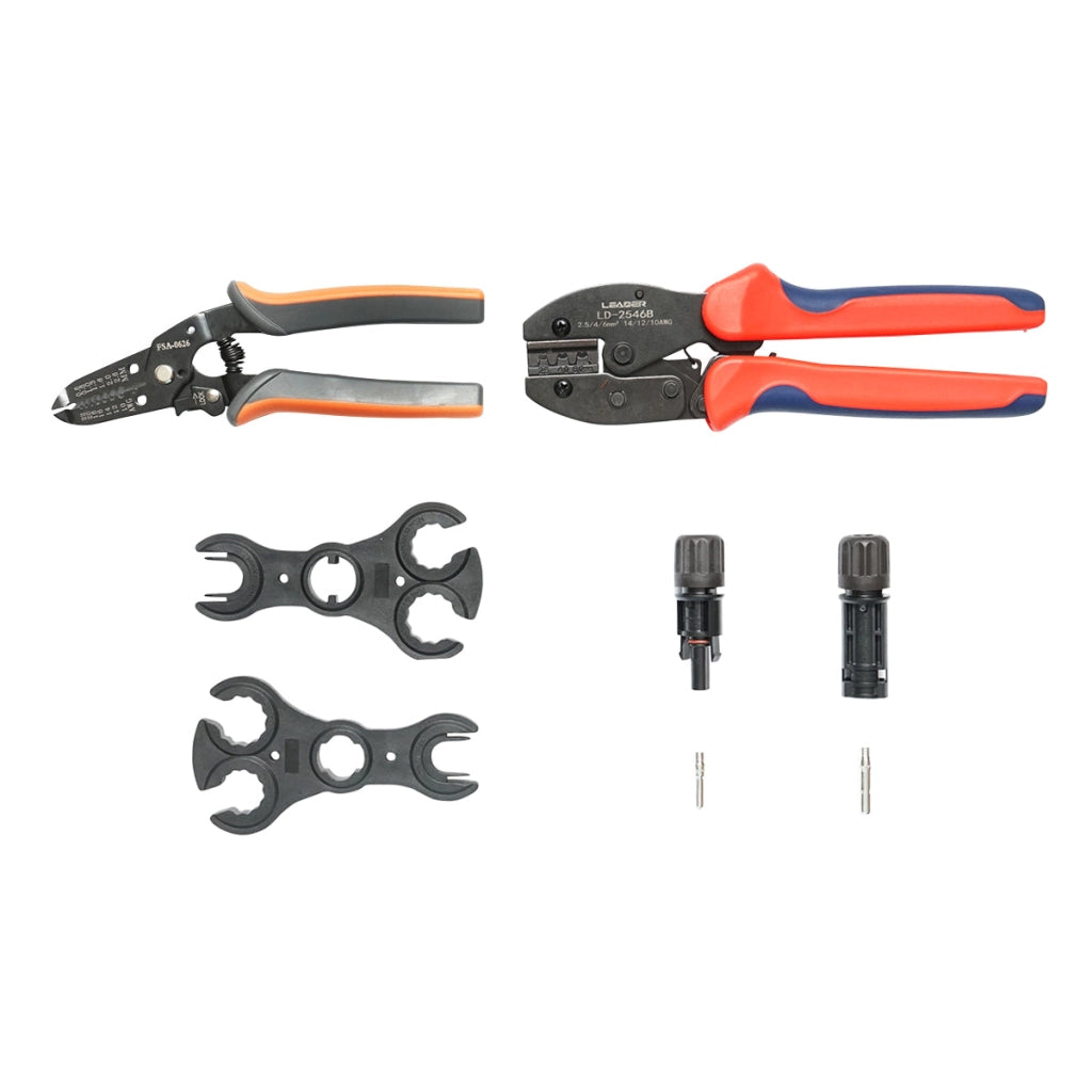 Set di 4 utensili per crimpatura per cavi elettrici e connettori MC4 per pannelli fotovoltaici Leader