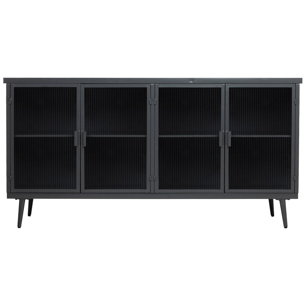 Appendiabiti in metallo e legno con vetro 160x36x80h cm - nero