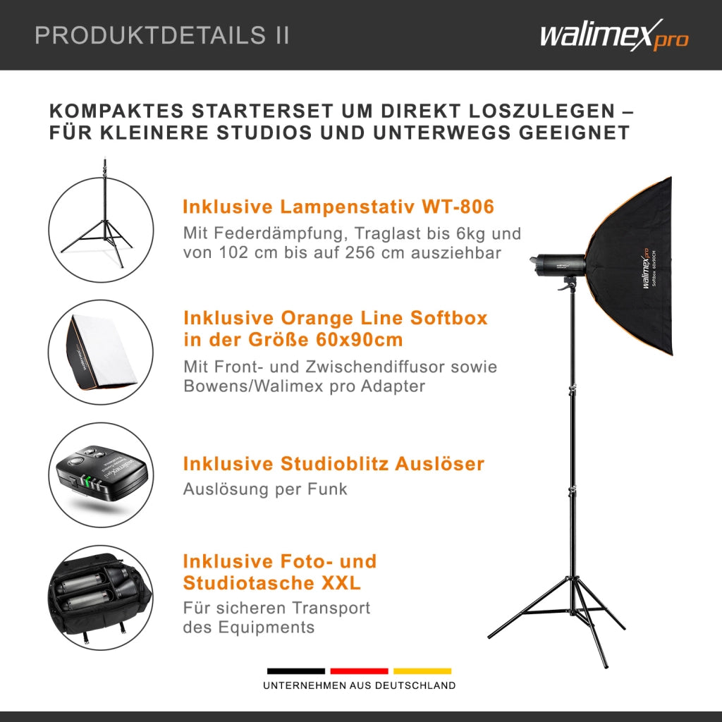 Set Double Campaigner 600 - 2 flash fotografici da studio, luce LED da 600 W per foto e video, con 2 softbox 2 stativi luci e accessori