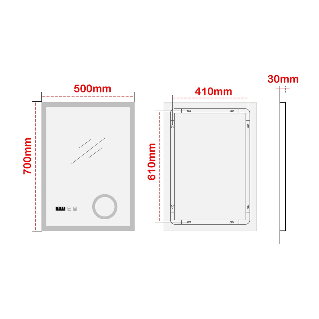 Specchio decorativo moderno a LED per il bagno 70 x 50 cm bianco 03_0010159