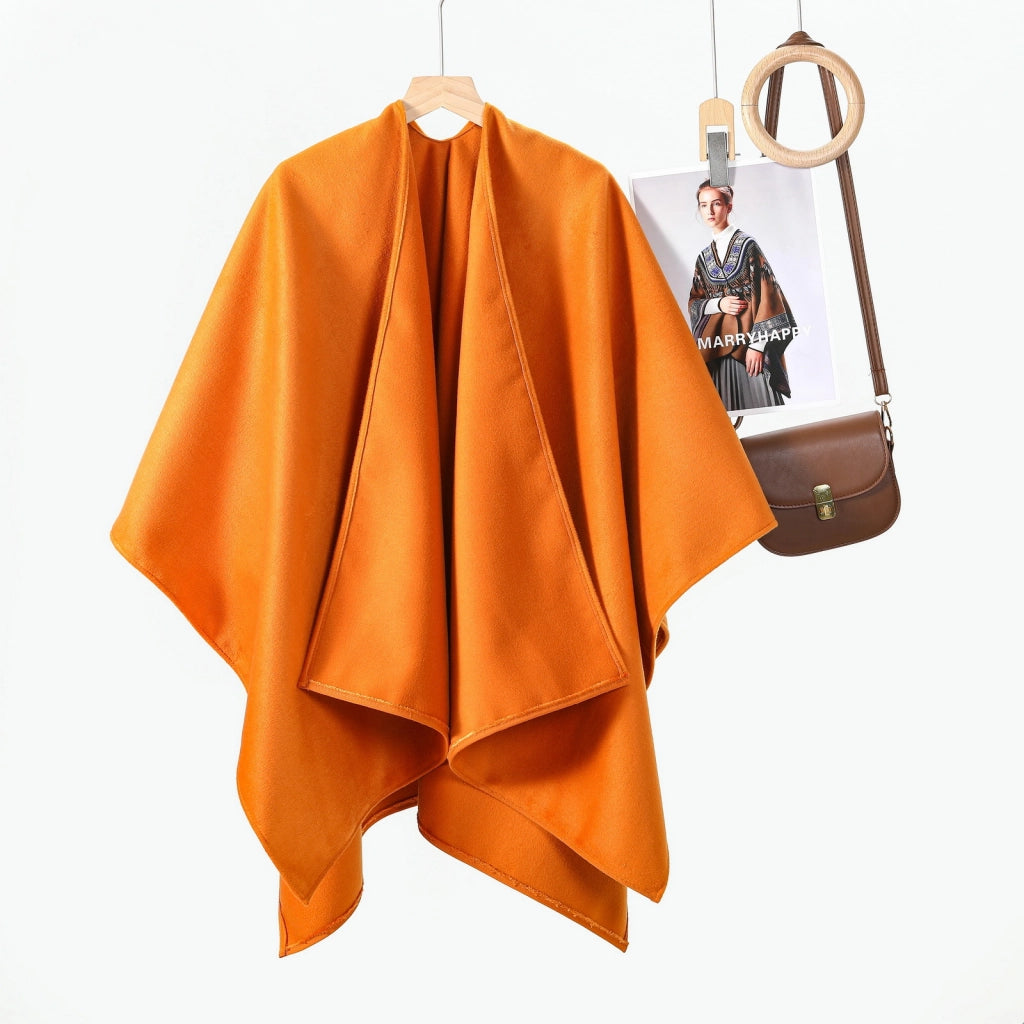 Nuovo scialle caldo e spesso in stile francese per donna, modello ampio e comodo, ideale per l'autunno e l'inverno.